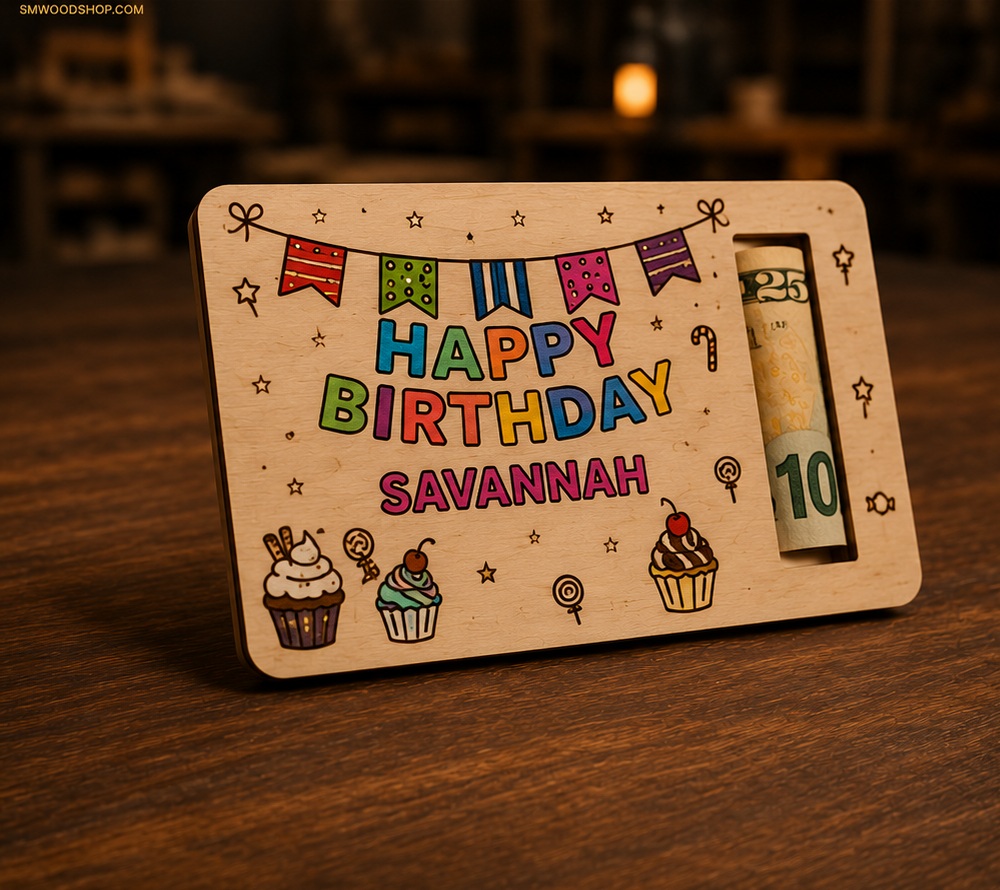 Personalized birthday cash holder