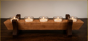 Front view of five candle tealight holder